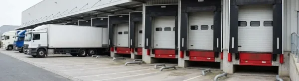 Full setup of industrial loading dock with seals and levelers