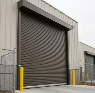 Heavy-duty industrial rolling steel door installed in a Riverside warehouse