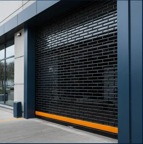 Technician adjusting the spring and track system of a rolling aluminum grille door
