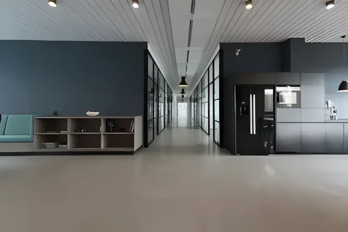 Modern Corporate Office Entrance with Glass Doors