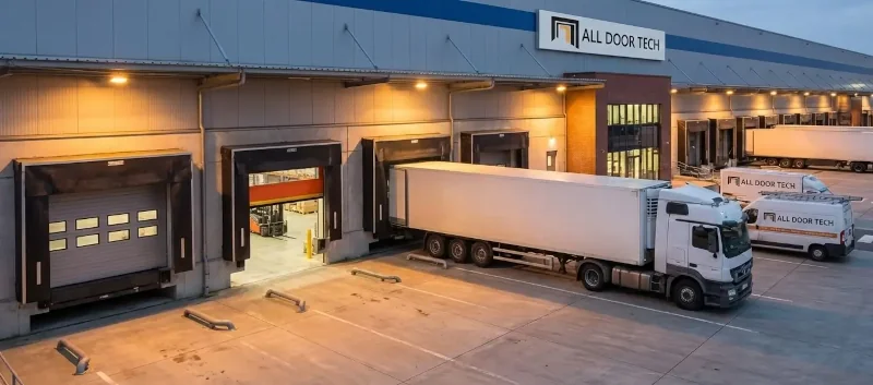 Modern Corporate Office Entrance with Glass Doors